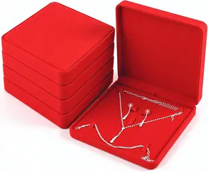 5 Pcs Velvet Jewelry Set Box, Jewelry Display Case for Earring Ring Bracelet Necklace, Pearl Necklace Storage Gift Box for Mother's Day Wedding Travel Anniversary