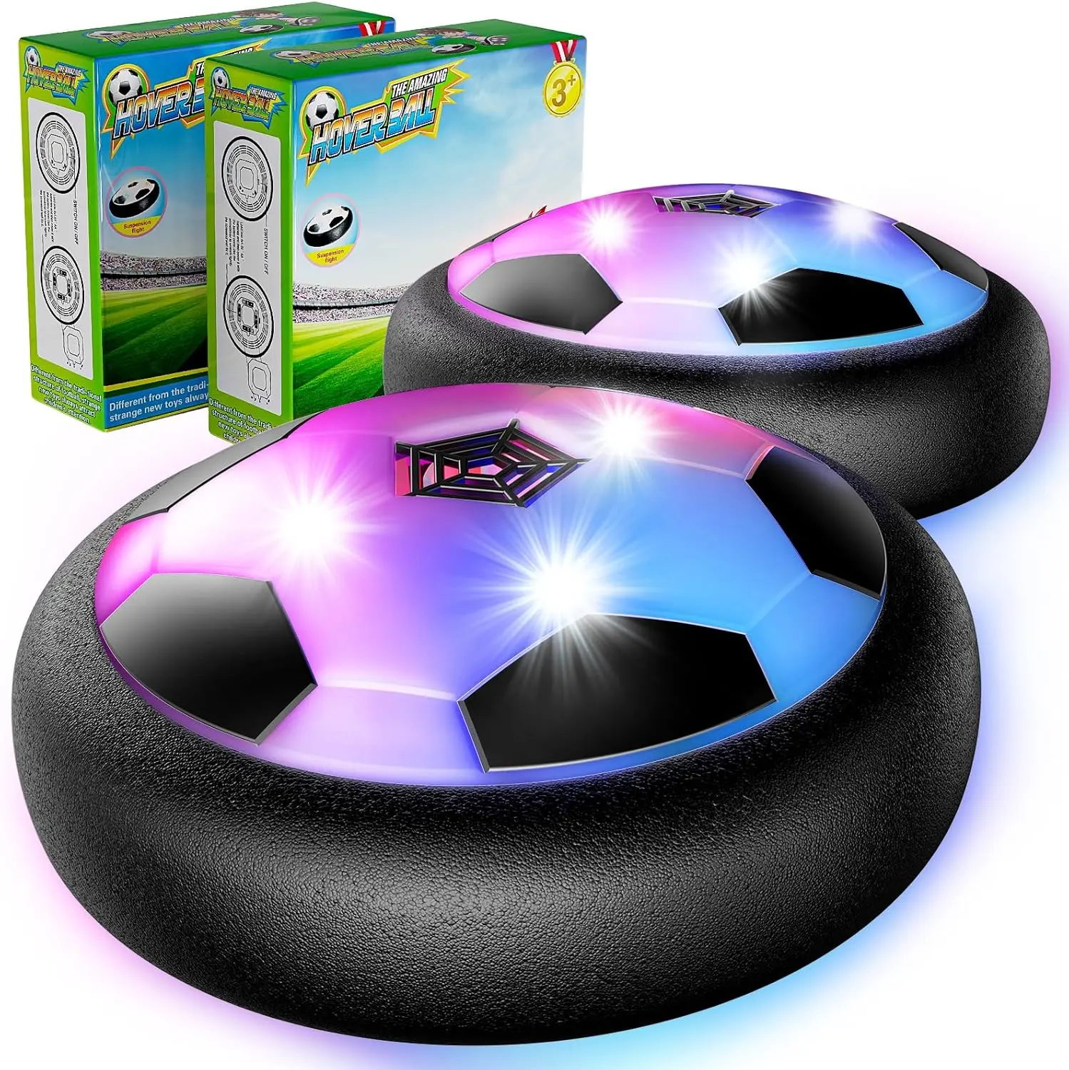 Indoor Hover Football Ball - Multicolor Soccer Toy with Foam Bumper, LED Lights, Safe Materials, Creative Play for 3-12+ Years Unisex Kids, Ideal for Birthday Gifts & Children Development