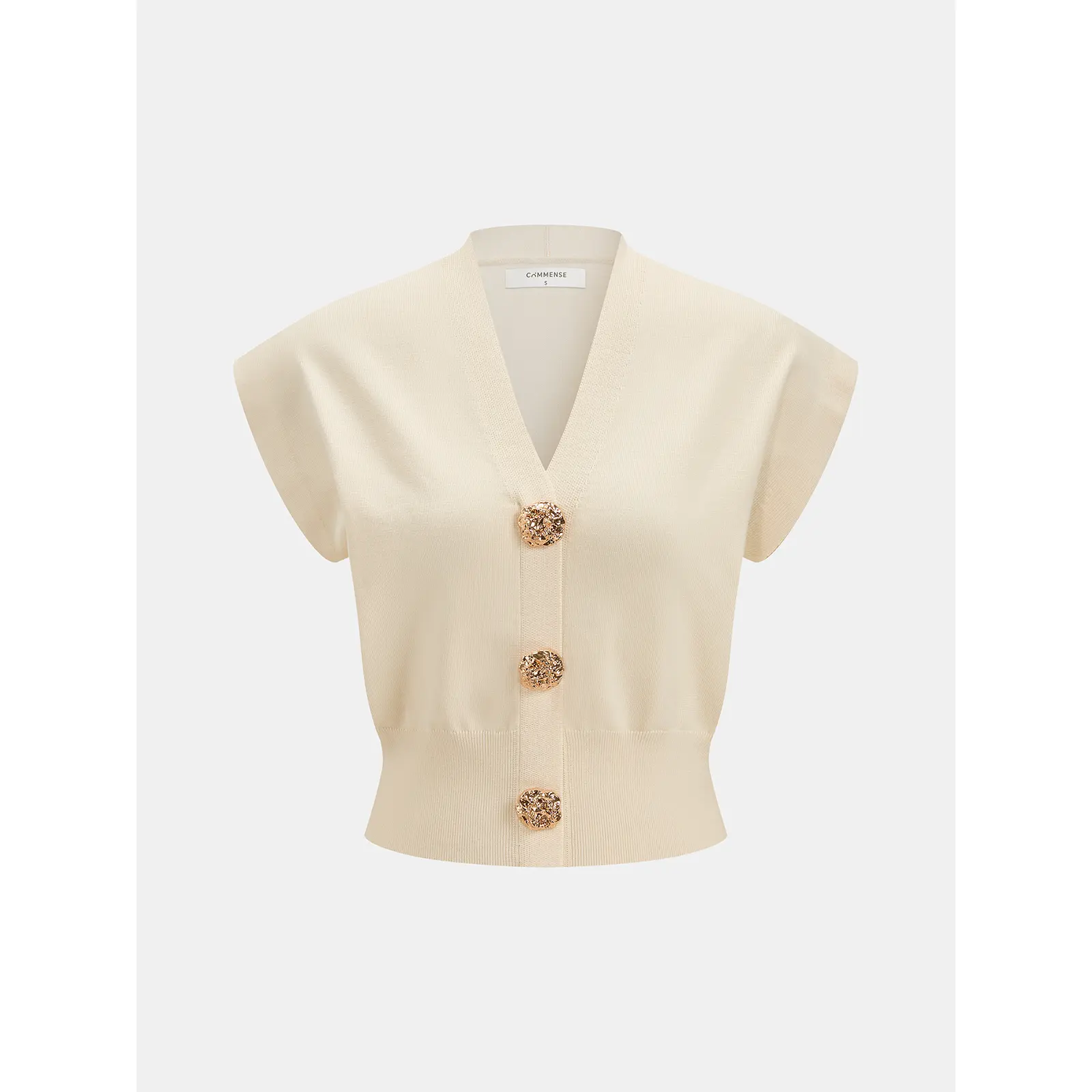 V-Neck Cap Sleeve Knit Top