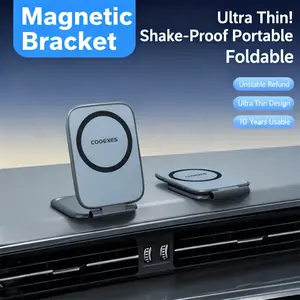 New Car Phone Holder, Car Mount, Cell Phone Mount, Car Cellphone Mount, Smartphone Holders, Phone Holder For Car, Foldable Magnetic Navigation Stand, Anti-Vibration Support, Ultra-Thin 3.5mm Magnet, 207° Rotatable Multi-Function Design