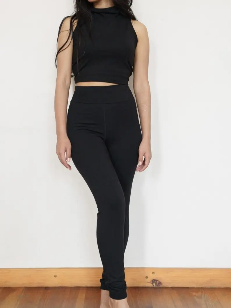 Organic Cotton High Waisted Ankle Length Leggings for Yoga - Natural Fiber Leggings