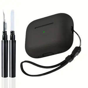 Silicone Protective Case for AirPods 1/2/3/4 Pro 2 with Cleaning Pen and Lanyard, Shockproof Audio Cover Compatible with AirPods White/Black/Red/Grey/Blue Protection