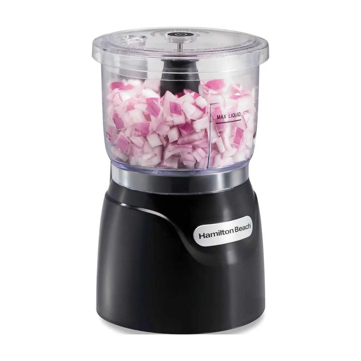 Hamilton Beach 3-Cup Electric Vegetable Chopper & Mini Food Processor - Simple Stack & Press Design, 350 W, Stainless Steel Blades for Dicing, Mincing, Puree, Dishwasher Safe, Black