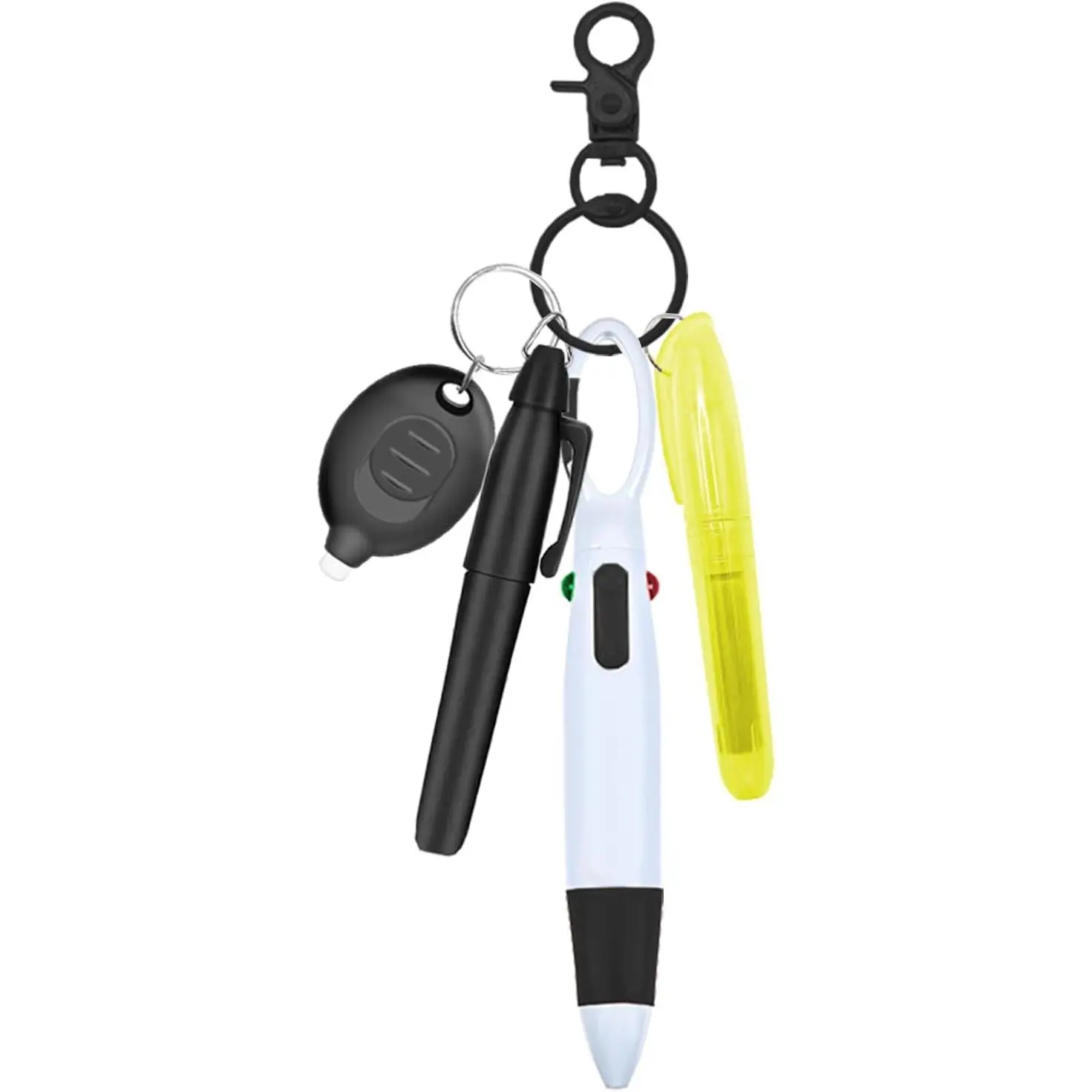Nurse Pen Set, Badge Reel Pen Include Highlighter, Permanent Marker, LED  Flashlight, Ballpoint Pen, and   Clip (Black)