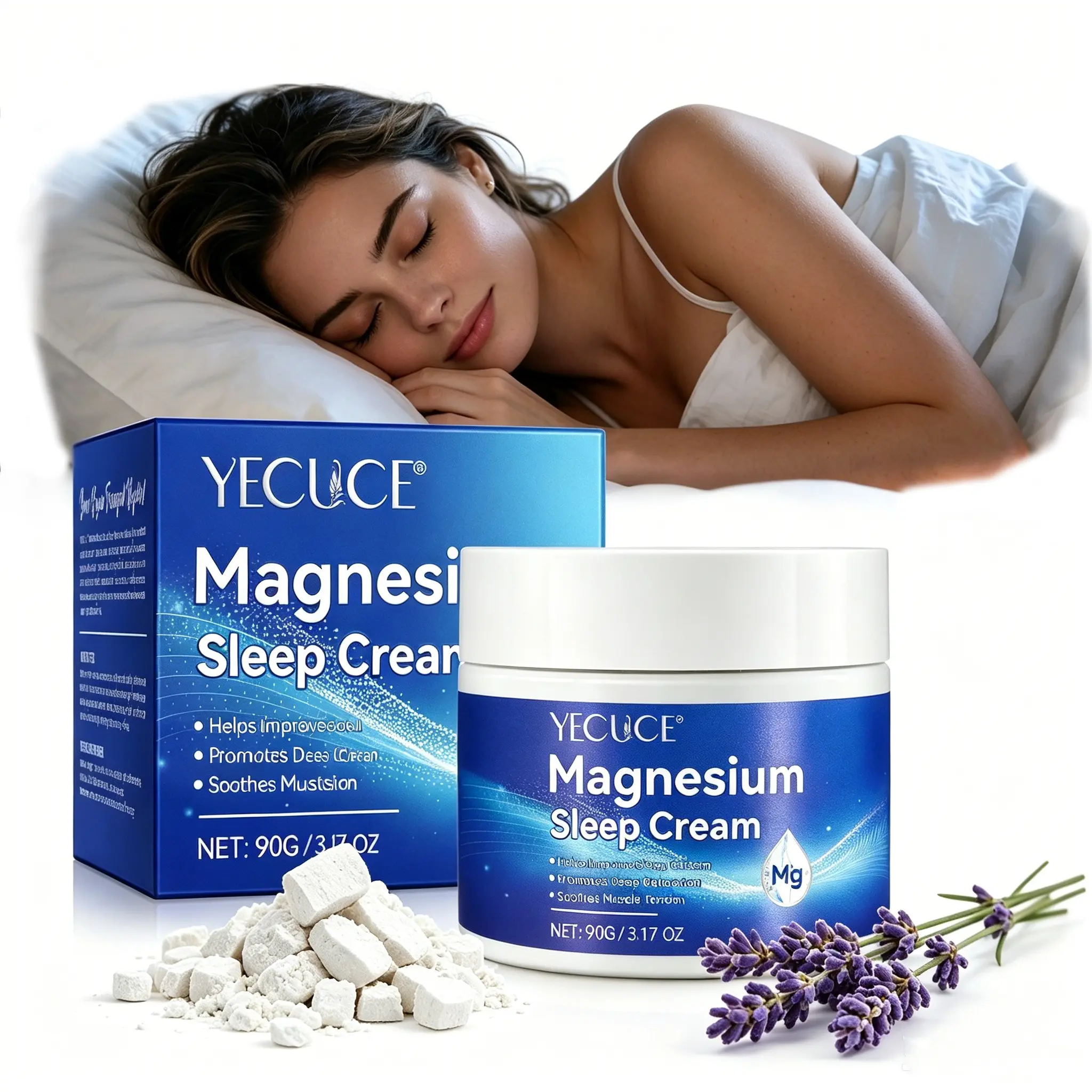 YECUCE Lavender Magnesium Oil Cream: Magnesium sleep cream is infused with lavender, Relaxing, Soothing, to soothe and comfort the skin, moisturizes and nourishes, making it an ideal body moisturizer for comfort