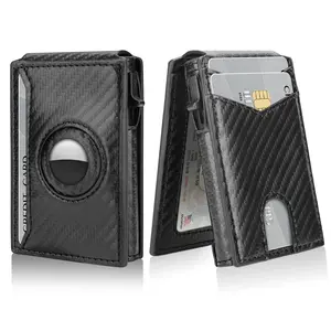 Men's Minimalist Bifold Wallet with Airtag Slot & RFID Blocking | Pop-up Card Holder | 9-13 Cards | ID Window ,Daily Use,Gifts for Men