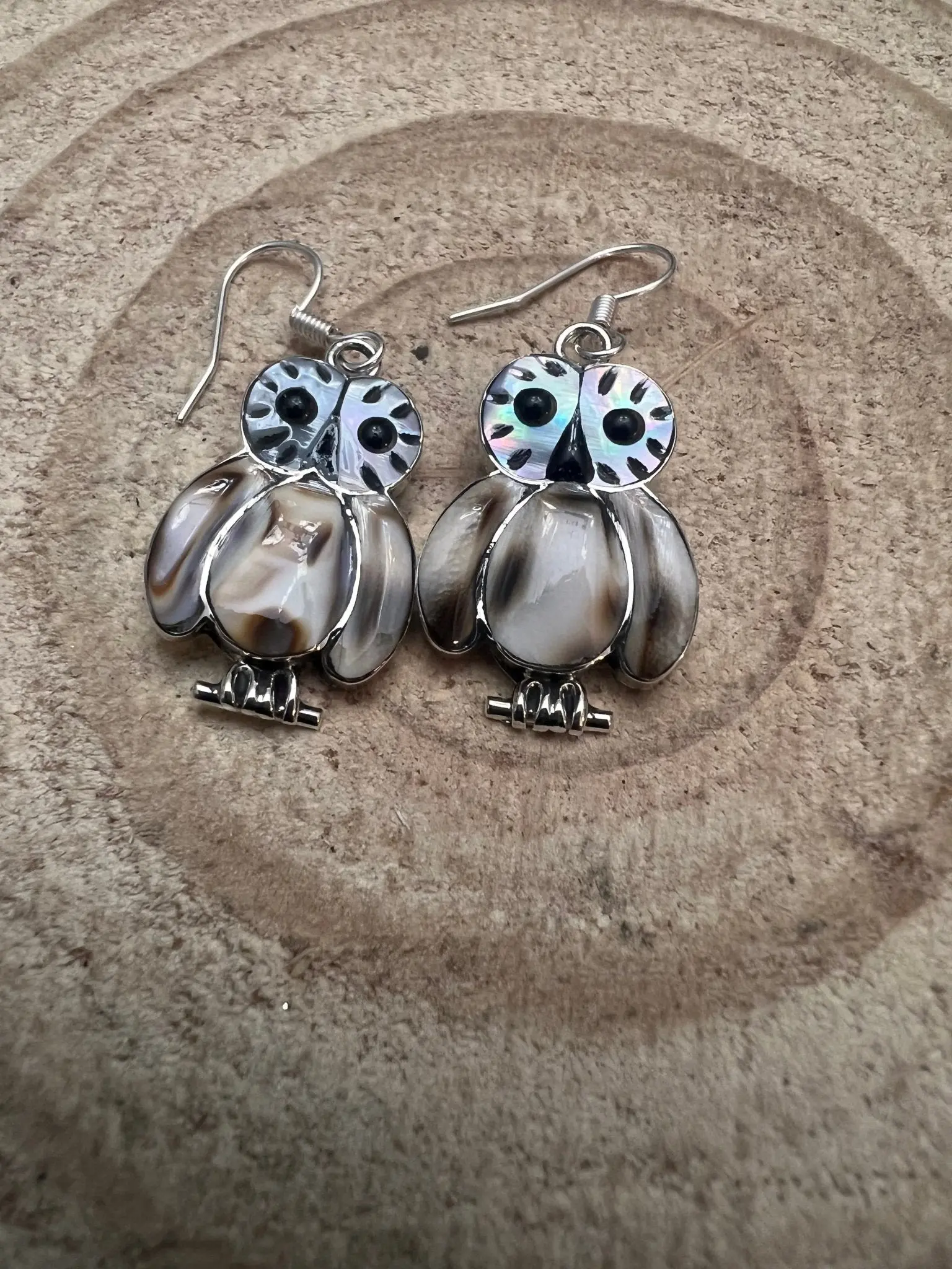 Reginda Kallest Zuni Multi-Stone Inlay Owl Sterling Silver Earrings