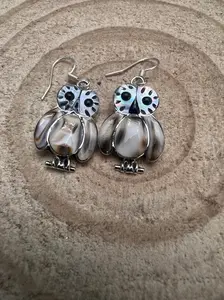 Reginda Kallest Zuni Multi-Stone Inlay Owl Sterling Silver Earrings
