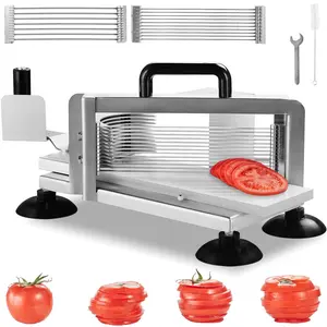 VEVOR Commercial Tomato Slicer,  1/4"+3/8"+3/16" Tomato Cutter Slicer, Stainless Steel Heavy Duty Tomato Slicer Machine, Manual Tomato Slicer with Non-slip Feet, Cutting Tomatoes, Cucumbers, Bananas