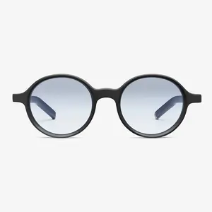 CUE Acetate Round Sunglasses with Softened Silhouette Effortless Style 46mm Lens 42mm Height 19mm Bridge 145mm Temple Length for Subtle Impact