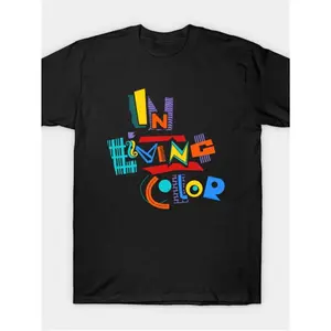 Men's Retro "Vibrant Colors" Graphic T-Shirt Print - Short Sleeves Crew Neck, Black Vibrant Geometric Graphic Design, Summer Casual Street Style, Breathable Fabric Top Short Sleeves