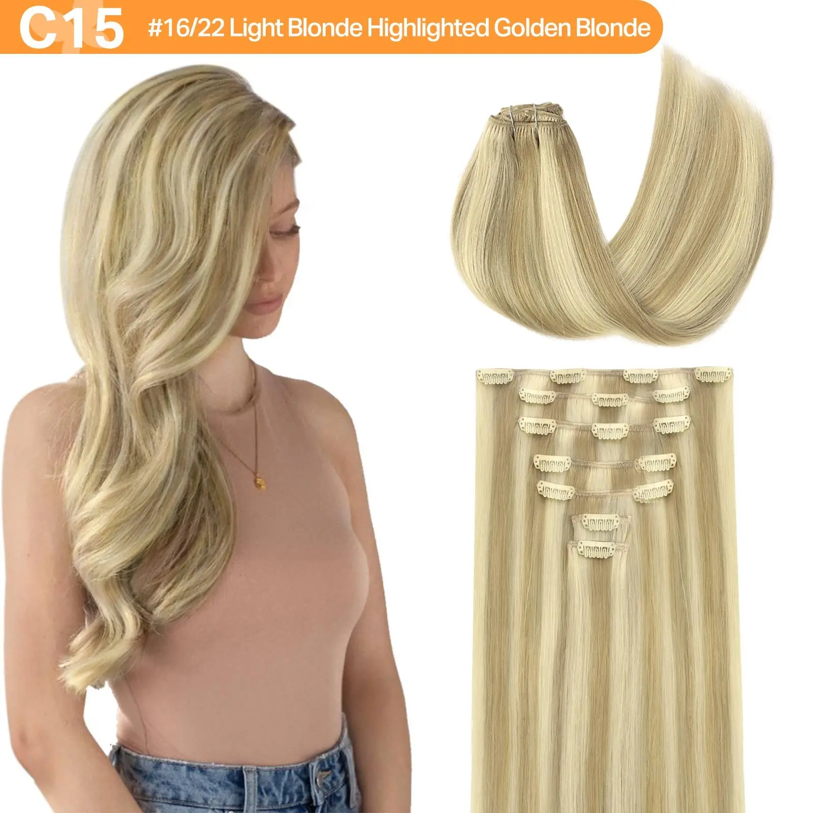 #16H/613C Honey Blonde Highlighted Bleach Blonde