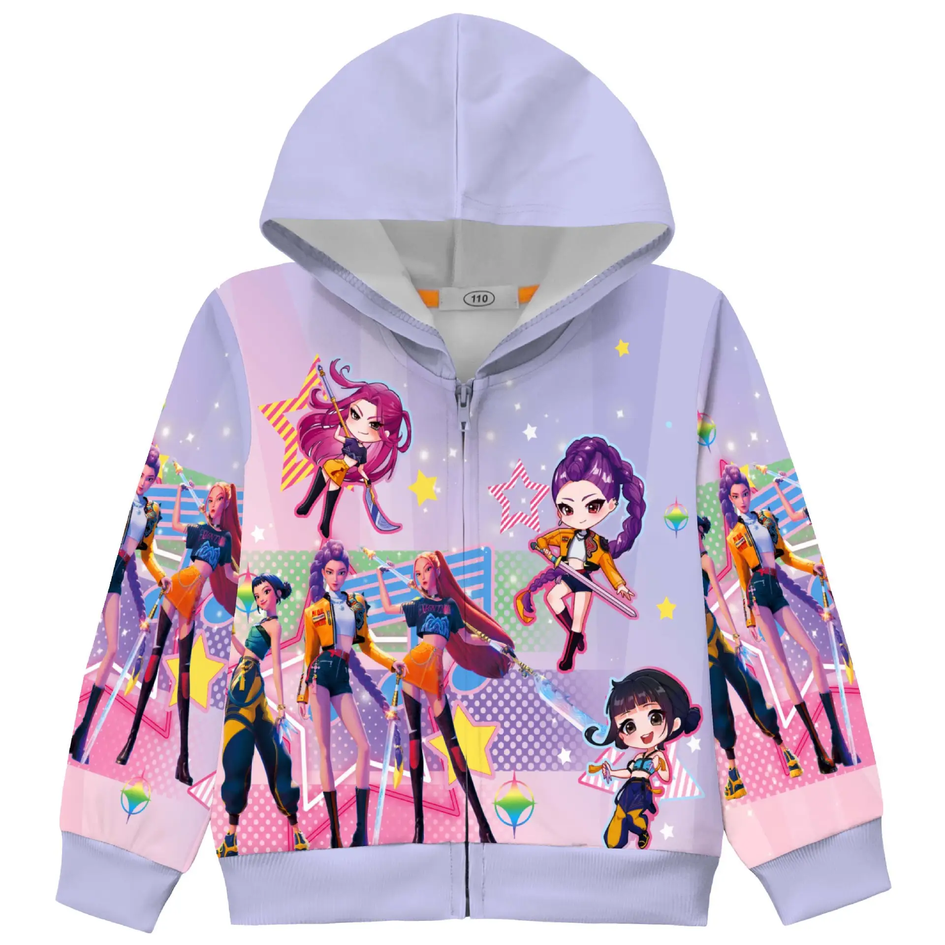 Demon Hunters Girls Zip Up Hoodie Jacket Toddler Sweatshirt Kids Hooded Coat Casual Outerwear Rumi Mira Zoe Music 3D Cartoon Gift