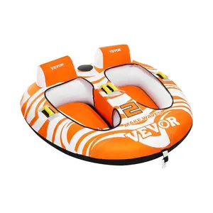 【Father's Day】VEVOR Towable Tubes for Boating 2 Person,  Inflatable Boat Tubes and Towables with 2 Cockpits, 340lbs Water Sport Tubes for Boat to Pull - with 840D Full Nylon Cover, Padded Grab Handles & Safety Valve