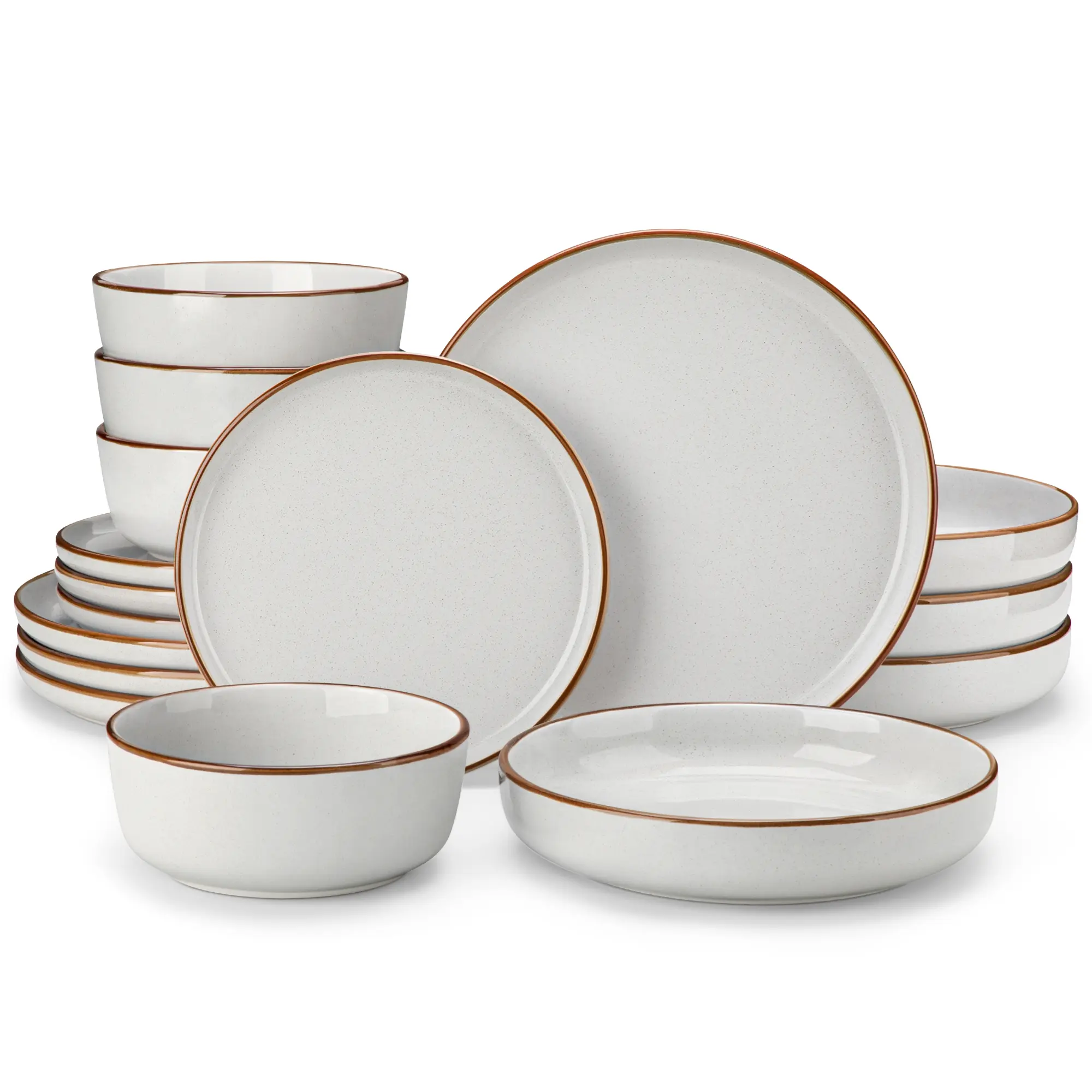 vancasso Loire 16/18-Piece Stoneware Dinner Set for 4/6 People, Dinnerware Sets with Plates and Bowls, Scratch Resistant Dinner Service Set for Family or Restaurants, Dishwasher and Microwave Safe Kitchen Home Tableware Ceramics