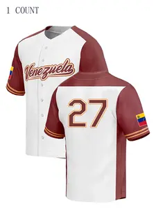 Men's #27 Venezuela Color Block Baseball Lightweight Jersey Classic Retro Letter Embroidery Breathable Sportswear Short Sleeve T-Shirt