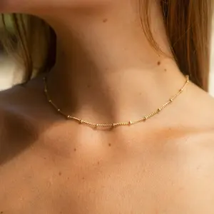 Stainless Steel Beaded Chain Choker for Women – Minimalist Daily Necklace, Birthday or Anniversary Gift