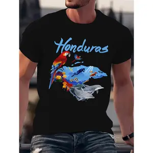 Honduras Men's Printed T-Shirt - Casual Comfort, Fun Graffiti Design, Breathable Cotton, Machine Washable