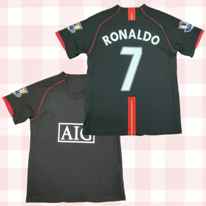 C.Ronaldo 2007 08 Away Black Home Retro Red No.7 Long Sleeved Short Sleeved Soccer Jerseys