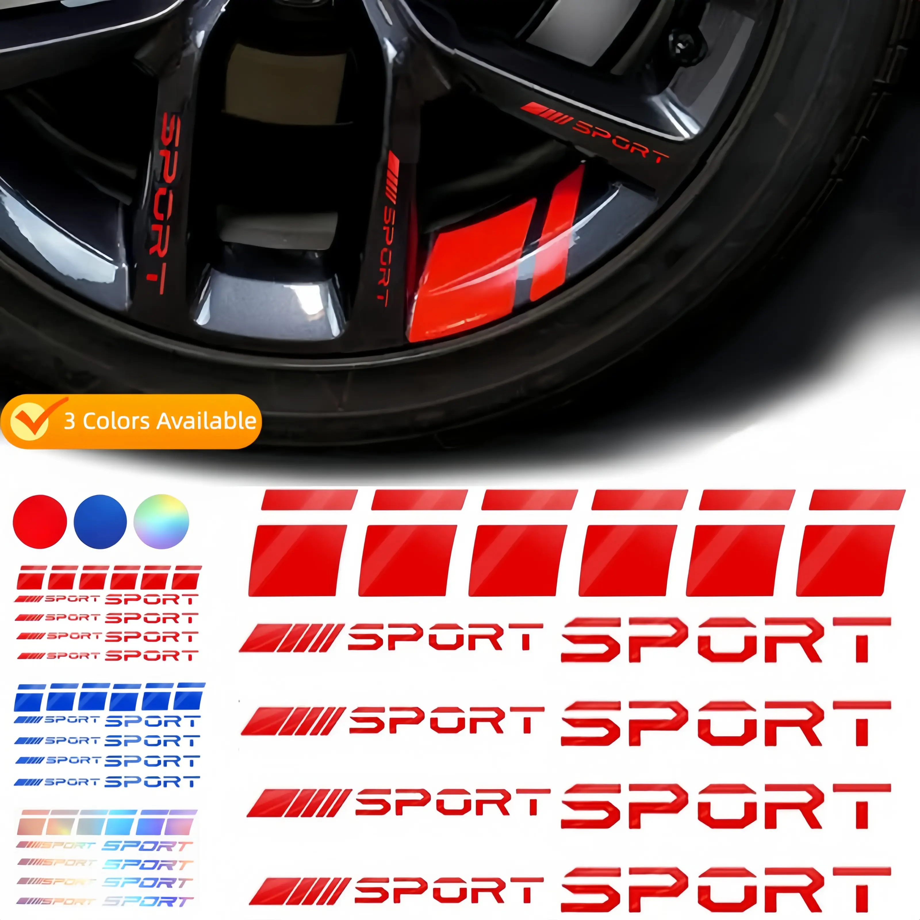 Reflective Wheel Rim Stickers, 14Pcs Red High Visibility Rim Tape, Waterproof Night Safety Decals Universal Fit for Car Truck SUV Motorcycle
