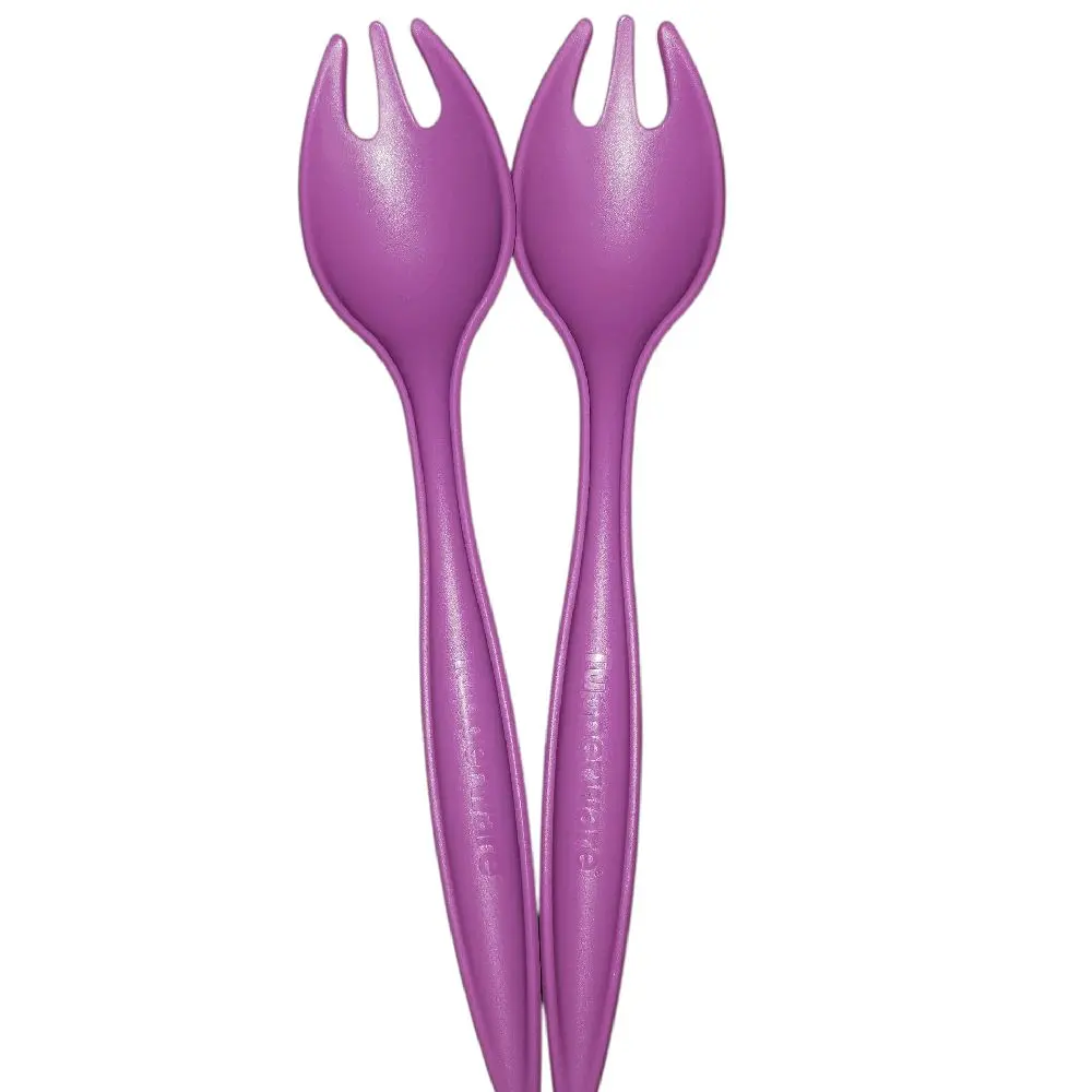 Large Salad Forks - Purple Plastic Utensils for Easy Serving of Salads and Entrees