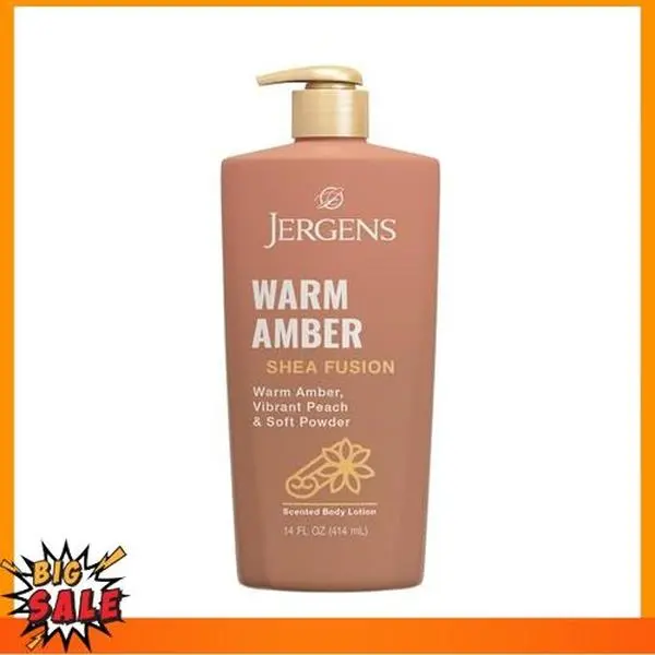 Jergens Shea Fusion Warm Amber Scented Lotion, Moisturizing Body Lotion with Shea Butter and Vitamin E, 14 fl oz