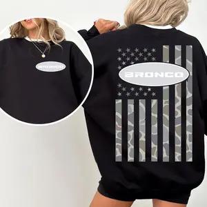 Ford Bronco Flag Camo Sweatshirt, Adventure Shirt, Womenswear, Pullover