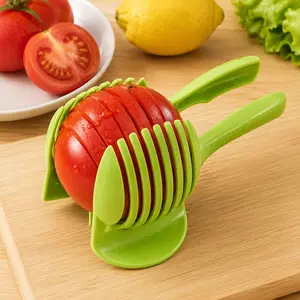 2026 Multifunction Vegetable & Egg Slicer Holder – ABS Plastic Tomato, Potato, Lemon, Apple Cutting Assistant, Safe Food Contact Kitchen Cutter Tool, Manual Fruit & Veggie Slicing Gadget