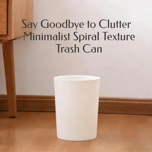Minimalist Spiral Texture Trash Can | 10L Large Capacity Waste Bin for Bathroom, Bedroom & Office | Durable Plastic, Easy to Clean (White/Black) Trashcan