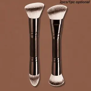 Professional 2pcs/1pc Makeup Brush Set, Portable Travel Double-Ended Brushes, Foundation, Powder, Blush, Concealer, Contour, Highlighter, Ideal for Home & Travel