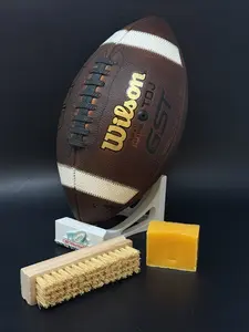 Wilson GST TDJ Junior Size Leather Football Fully Game Prepped + Tacky Bar Brush