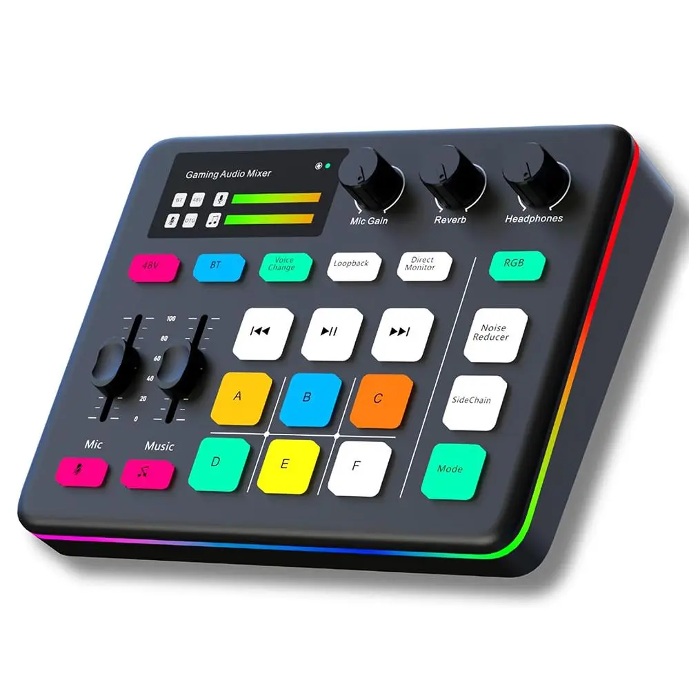 Audio Mixer, Computer Audio Mixer, Audio Interface Soundboard with Pro-preamp, Voice Changer & DJ Mixer Effects, Live Sound Card, Studio Mixer for Streaming, Podcasting, Gaming, Smartphone