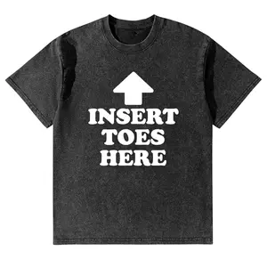 Vintage "Insert Toes Here" Funny Meme Graphic Tee, Washed Cotton Oversized T-Shirt Unisex
