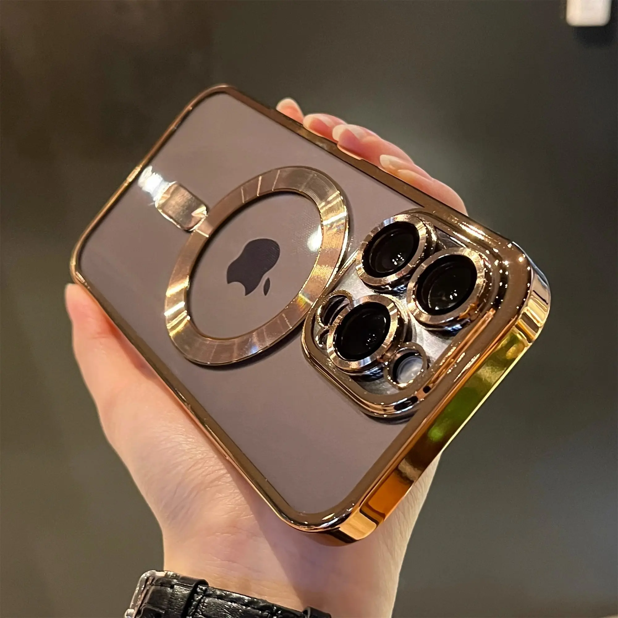 Luxury Magnetic For Magsafe Wireless Charge Plating Clear Case For iPhone 12 13 14 15 16 17 Pro Plus Max 17 AIR Shockproof Silicone Cover