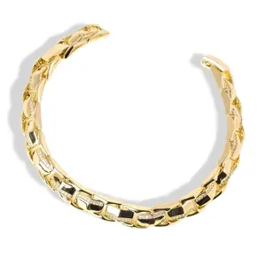 Brillo Eterno 14 Karat Gold Plated X-Link Bracelet for Women, 7" + 2cm Adjustable Extension, Sparkling Stones, Premium Shine, Comfortable Everyday Elegant Costume Jewelry, Bracelets For Women