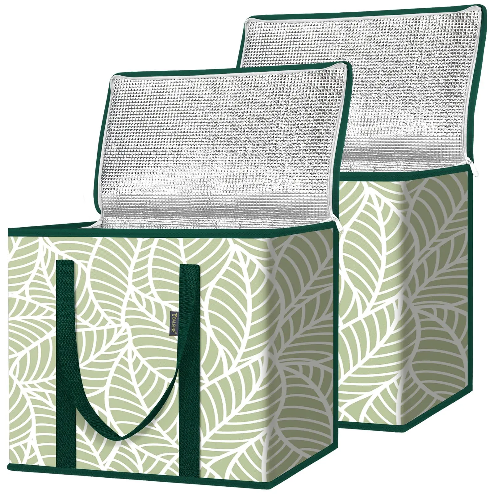 2-Pack Casual Foldable Insulated Reusable Grocery Bags, Collapsible Cooler Totes - Car-Ready Storage Car Space Saver for Daily Errands, Antique Foliage Design Cooler Takeout Bag for Frozen Food Enthusiasts