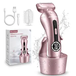 Women Electric Shaver Electric Razor for Womens Bikini Legs Underarm Public Hairs Cordless Rechargeable Trimmer with Detachable Head IPX7 Waterproof