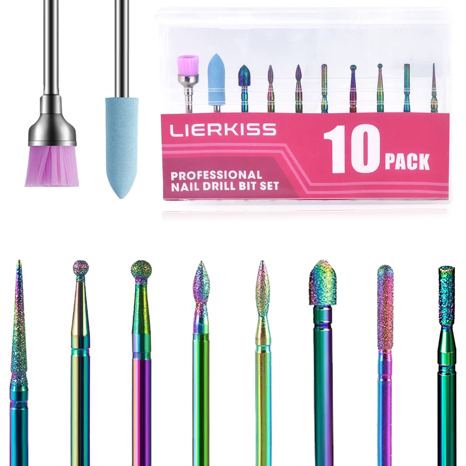 10Pcs Nail Drill Bits Nailcare Set, 3/32 Inch Nail Bits, Ceramic Cuticle Polishing Remover Tool Bit Kit for Gel Nails Manicure Pedicure