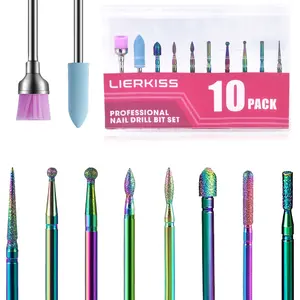 10Pcs Nail Drill Bits Nailcare Set, 3/32 Inch Nail Bits, Ceramic Cuticle Polishing Remover Tool Bit Kit for Gel Nails Manicure Pedicure