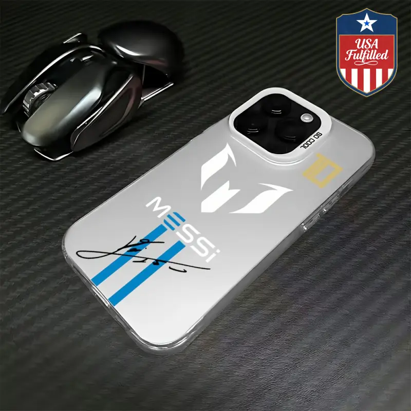 Soccer Star Fans Phone Case For iPhone 17/16/15/14/13/12/11 Pro Max/Pro/Plus/Air - Lionel Messi Signature Soccer Fan TPU Shockproof Phone Cover |   Sporty Lens Protection Shell