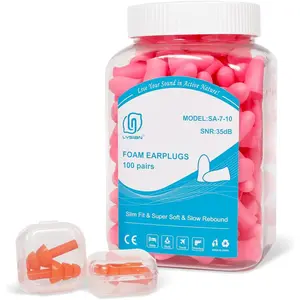 Slim Size Foam Ear Plugs for Noise Reduction Small Ear Women, Kids-35dB SNR Noise Cancelling Earplugs for Sleeping, Snoring, Fireworks, Shooting, Study Loud Noise, Pink-100 Pairs,