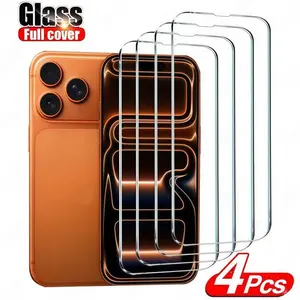 4-piece Set of High-Definition Tempered Glass Screen Protectors for iPhone 13/14/15/16/17 Pro Max and Plus Models, Anti-Scratch Function and Touch Sensitivity