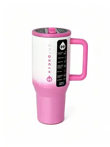 HydroJug 32oz Gradient Pink Water Bottle With Handle & Flip Straw - Cup Holder Friendly, Leak-Proof Insulated Tumbler - Reusable Stainless Steel With Rubber Base - Ideal Gift For Men & Women