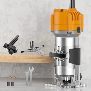 Wood Router tool,Electric handheld edge trimming machine, used for woodworking edge trimming, drilling, carving, slotting, and chamfering. Simple and practical, suitable for woodworking furniture, DIY handmade production.