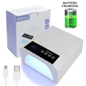 Sun Bm-20 High Power Wireless Rechargeable Nail Lamp, 42 Leds UV LED Manicure Gel Polish Dryer, Smart Sensor, USB Powered, Digital Timer, Home & Salon Use