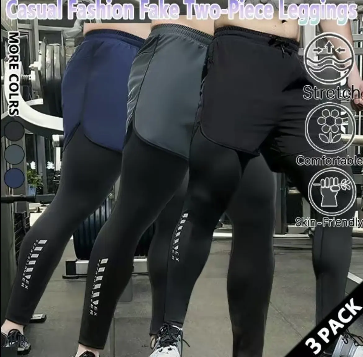 Men’s fitness tight-fitting quick-dry pants with high elasticity, suitable for running, cycling, and sports bottoms., Slim-Fit