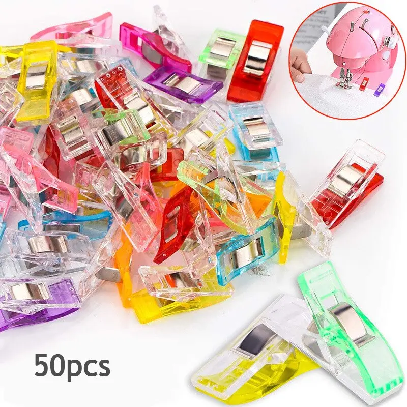 50PCS Multipurpose Sewing Clips Colorful Clips Plastic Craft Crocheting Knitting Safety Clips Assorted Color Binding Clips Paper Fastener Clip