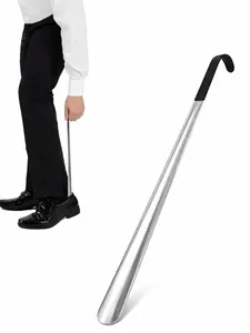 Stainless Steel Shoe Horn Set - 16.5" Long Handle" Travel Size - Durable, Bending Resistant, Smooth Curvature - Ideal for Seniors & High Heels