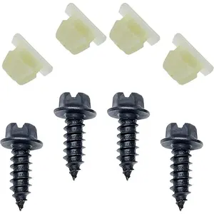 License Plate Screw Kit Stainless Steel Self Tapping Bolts Nylon Screw Inserts for Securing License Plate Frame or Cover on Cars Rust-Proof Nylon Screw Retainer Fasteners (Black-4Sets)