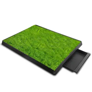 Dog Potty Training Artificial Turf Pad - Medium-Size Indoor Litter Box for Puppies, Grass-Surface Tray with Easy Cleanup